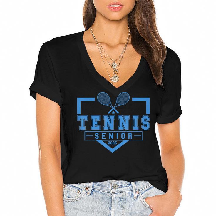 Tennis Senior Night Tennis Senior 2025 Graduation 40 Women's Jersey Short Sleeve Deep V-Neck Tshirt				