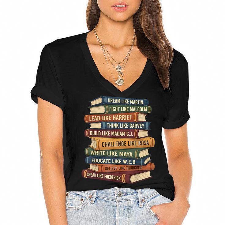 History Month Dream Like Martin Books Men Women Kids Women's Jersey Short Sleeve Deep V-Neck Tshirt