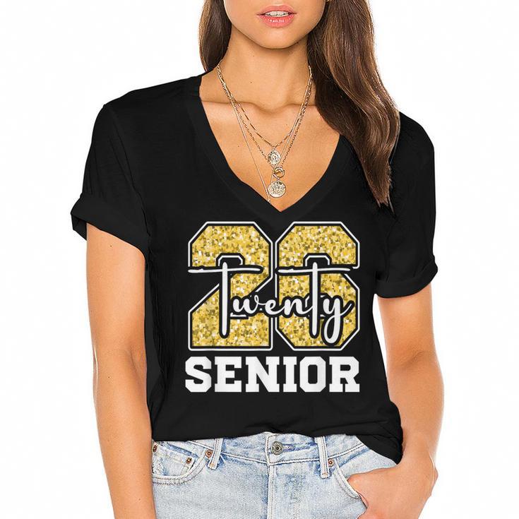 Twenty 2026 Class Of 26 Seniors Back To School Graduation Women's Jersey Short Sleeve Deep V-Neck Tshirt