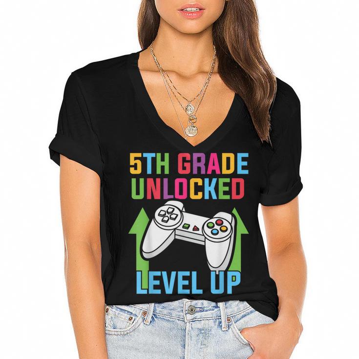 VIDEO GAMER Graduation Student Teacher Last Day School Kids Women's Jersey Short Sleeve Deep V-Neck Tshirt				