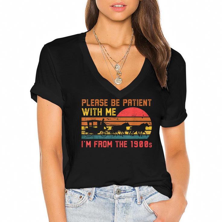 Vintage Retro Please Be Patient With Me I'm From The 1900s Women's Jersey Short Sleeve Deep V-Neck Tshirt