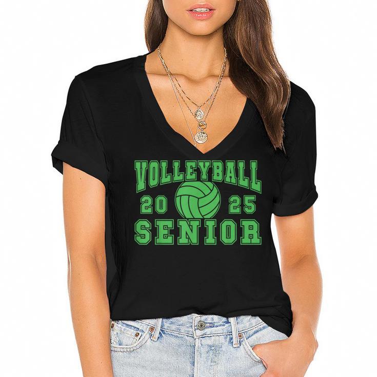 Volleyball Senior Night Volleyball Senior 2025 Graduation 16 Women's Jersey Short Sleeve Deep V-Neck Tshirt				