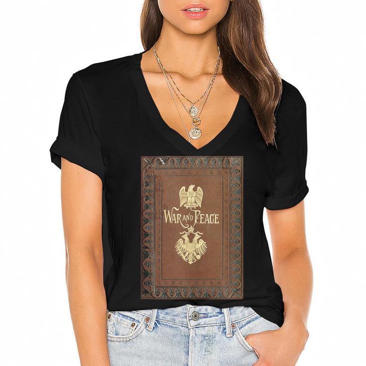 War And Peace Book Cover Women's Jersey Short Sleeve Deep V-Neck Tshirt				