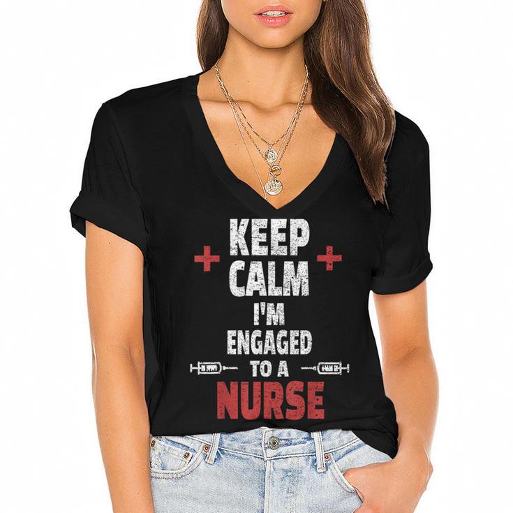 Xmas Nurse Graduation Keep Calm I'm Almost A Nurse Women's Jersey Short Sleeve Deep V-Neck Tshirt