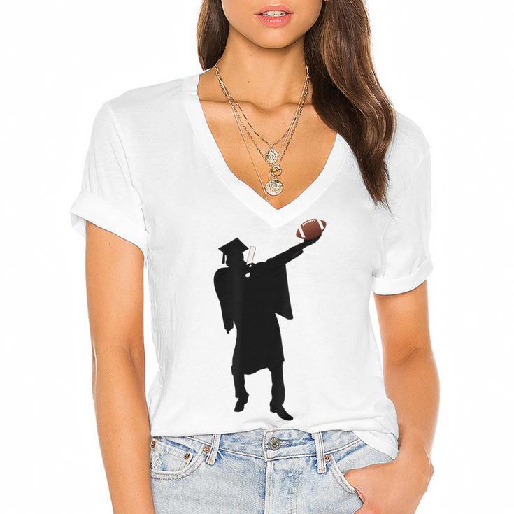 2019 Football Graduation Dab Shirt- Dabbing Graduate Women's Jersey Short Sleeve Deep V-Neck Tshirt				
