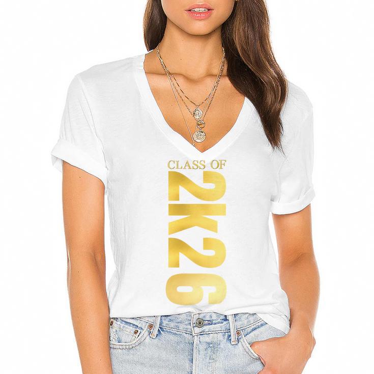 2K26 Class Of 2026 Graduation College Senior Back To School Premium Tri-Blend Women's Jersey Short Sleeve Deep V-Neck Tshirt				