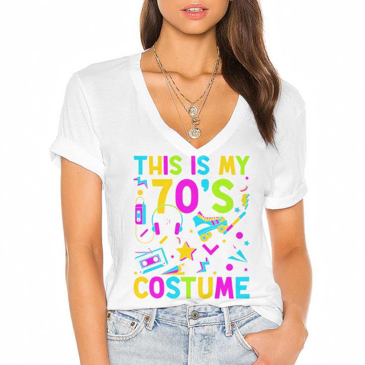This Is My 70's Costume Nostalgia Mixtape Era 1970s Party Premium Tri-Blend Women's Jersey Short Sleeve Deep V-Neck Tshirt				