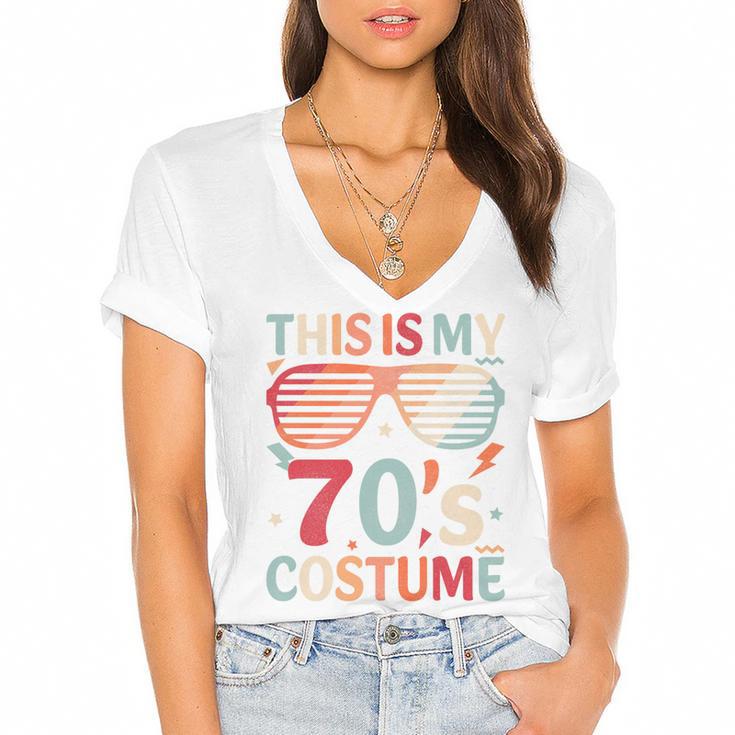 This Is My 70s Costume Vintage Style Nostalgia 1970s Retro Premium Tri-Blend Women's Jersey Short Sleeve Deep V-Neck Tshirt