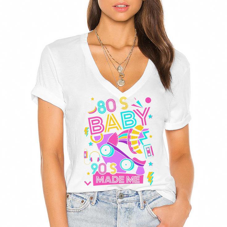 80's Baby 90's Made Me 1980s 1990s Nostalgia Retro Party Premium Tri-Blend Women's Jersey Short Sleeve Deep V-Neck Tshirt				