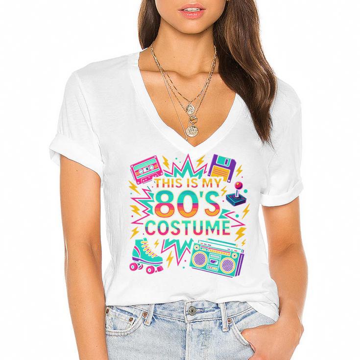 This Is My 80’s Costume Retro Nostalgia Premium Women's Jersey Short Sleeve Deep V-Neck Tshirt				