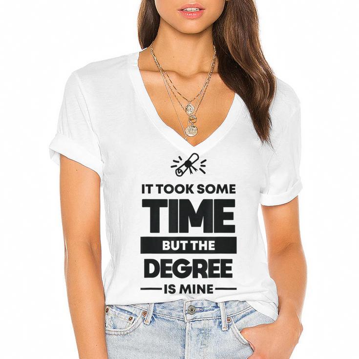 Adult College Graduation Women's Jersey Short Sleeve Deep V-Neck Tshirt				