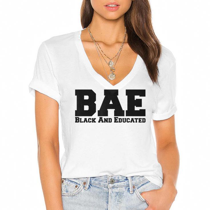 BAE And Educated Black History Month Graduation Women's Jersey Short Sleeve Deep V-Neck Tshirt				