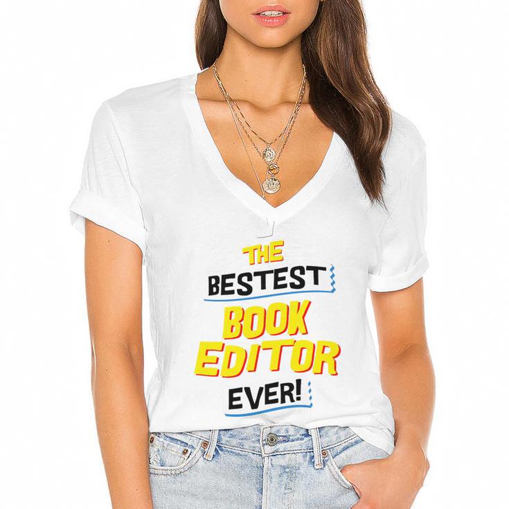 Best Book Editor Job Occupation Premium Tri-Blend Women's Jersey Short Sleeve Deep V-Neck Tshirt				