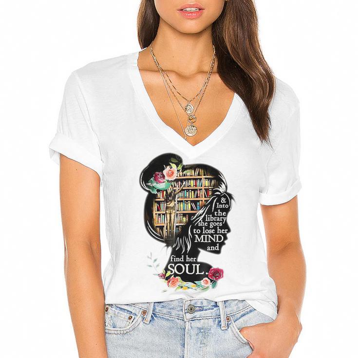 Book Reading Bookworm Book Lover Women Kids Girls Women's Jersey Short Sleeve Deep V-Neck Tshirt				