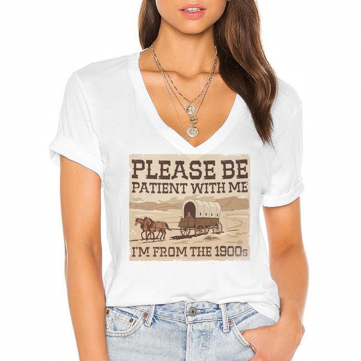 Boomer Millennial Please Be Patient I'm From The 1900s Premium Women's Jersey Short Sleeve Deep V-Neck Tshirt				