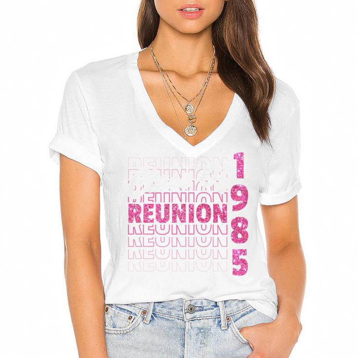 Class Of 1985 Reunion 85 Graduation Reunion 1985 Women's Jersey Short Sleeve Deep V-Neck Tshirt				