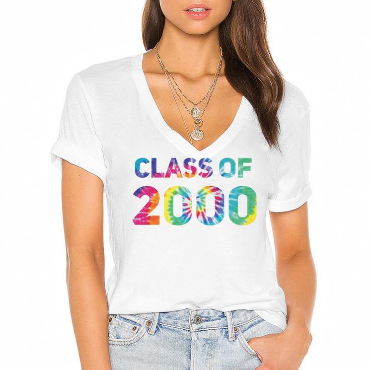Class Of 2000 School Reunion College Highschool Graduation Premium Tri-Blend Women's Jersey Short Sleeve Deep V-Neck Tshirt				