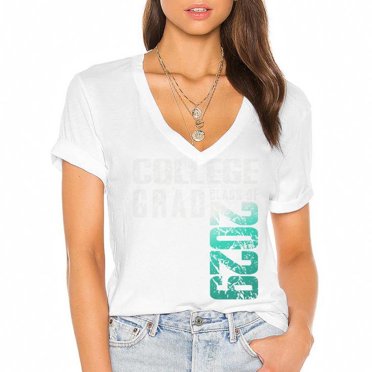 College Grad Class Of 2029 Graduation Women's Jersey Short Sleeve Deep V-Neck Tshirt				