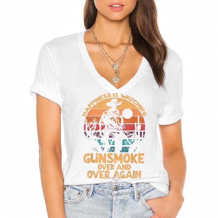 Cowboy Joy Nostalgia Television For Western Lovers Women's Jersey Short Sleeve Deep V-Neck Tshirt				