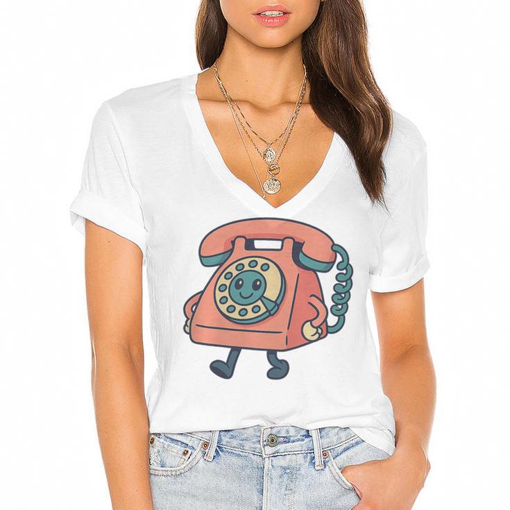 Dial It Back Retro Tech Nostalgia Vintage Premium Tri-Blend Women's Jersey Short Sleeve Deep V-Neck Tshirt				