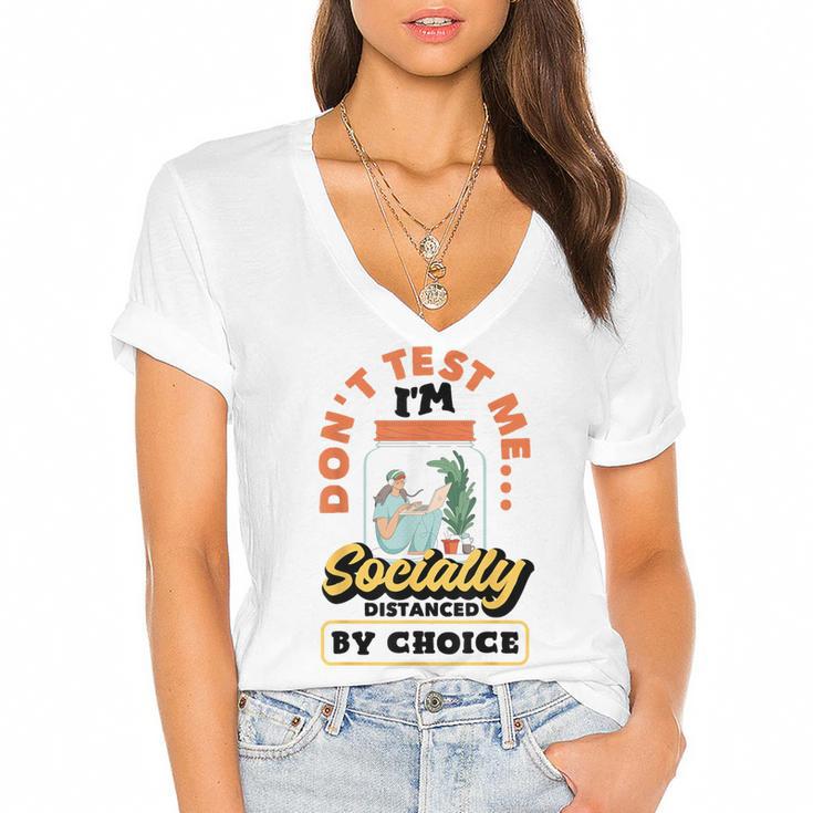 Don't Test Me Introvert's Women's Jersey Short Sleeve Deep V-Neck Tshirt
