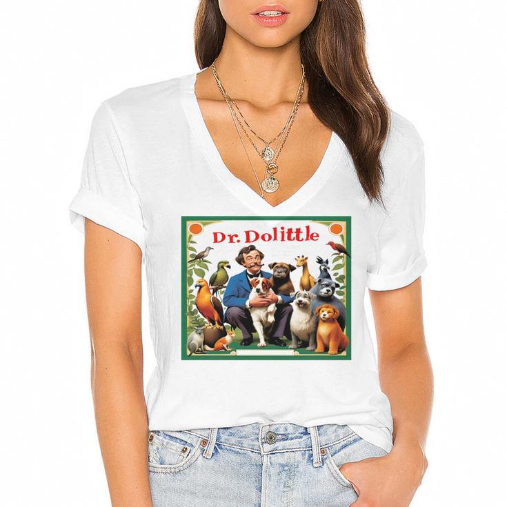 Dr Dolittle Children's Book Cover Premium Tri-Blend Women's Jersey Short Sleeve Deep V-Neck Tshirt