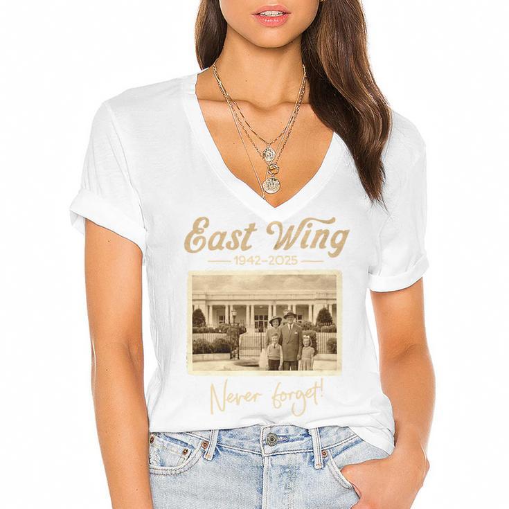 East Wing Never Forget American Vintage Nostalgia Premium Tri-Blend Women's Jersey Short Sleeve Deep V-Neck Tshirt				