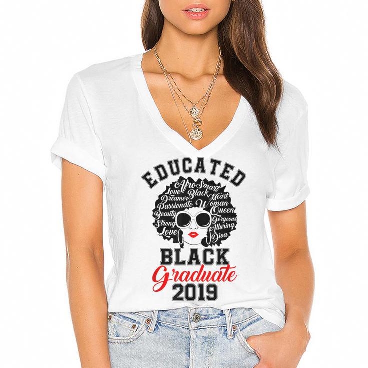 Educated Graduate 2019 Graduation Cute T Shirt Women's Jersey Short Sleeve Deep V-Neck Tshirt				