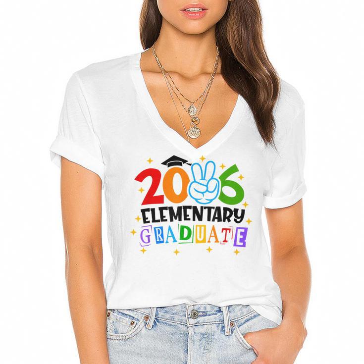 Elementary Graduate 2026 Graduation Class Of 2026 Kids Women's Jersey Short Sleeve Deep V-Neck Tshirt				