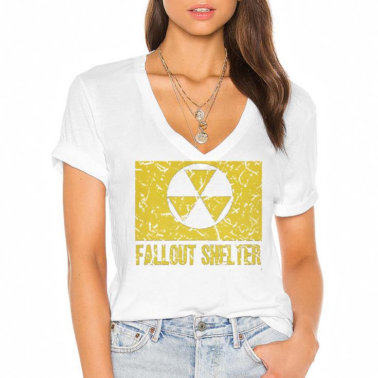 Fallout Shelter Nuclear War Radioactive Nostalgia  T-Shirt Women's Jersey Short Sleeve Deep V-Neck Tshirt				