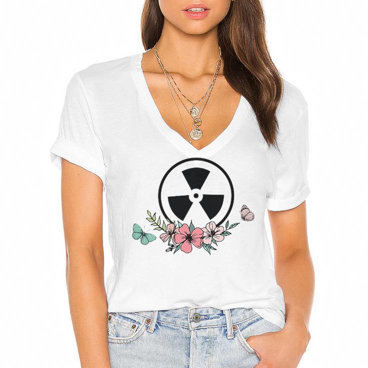 Floral Rad Tech Radiology Graduation X-Ray Tech Women's Jersey Short Sleeve Deep V-Neck Tshirt				