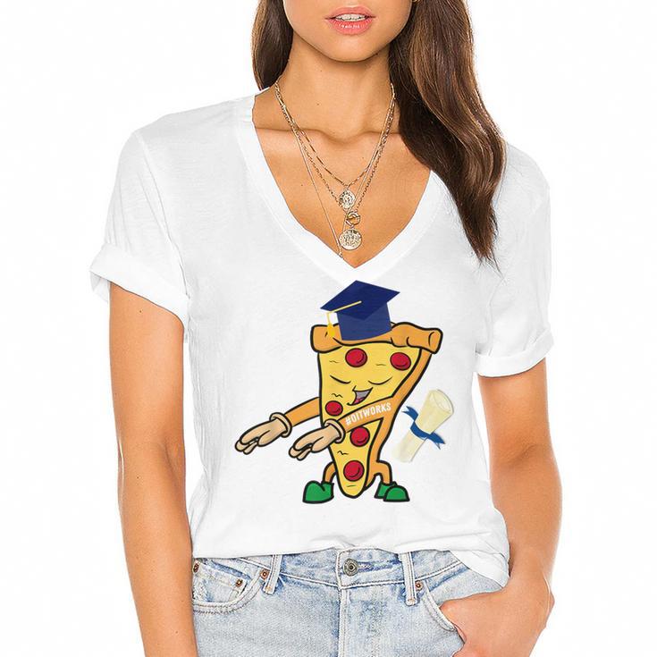 Flossing Pizza Dairy OIT For Dairy OIT Graduation Women's Jersey Short Sleeve Deep V-Neck Tshirt				