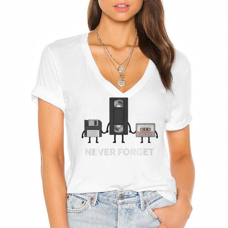 Never Forget Retro Nostalgia Tapes Throwback 80s Premium Tri-Blend Women's Jersey Short Sleeve Deep V-Neck Tshirt				