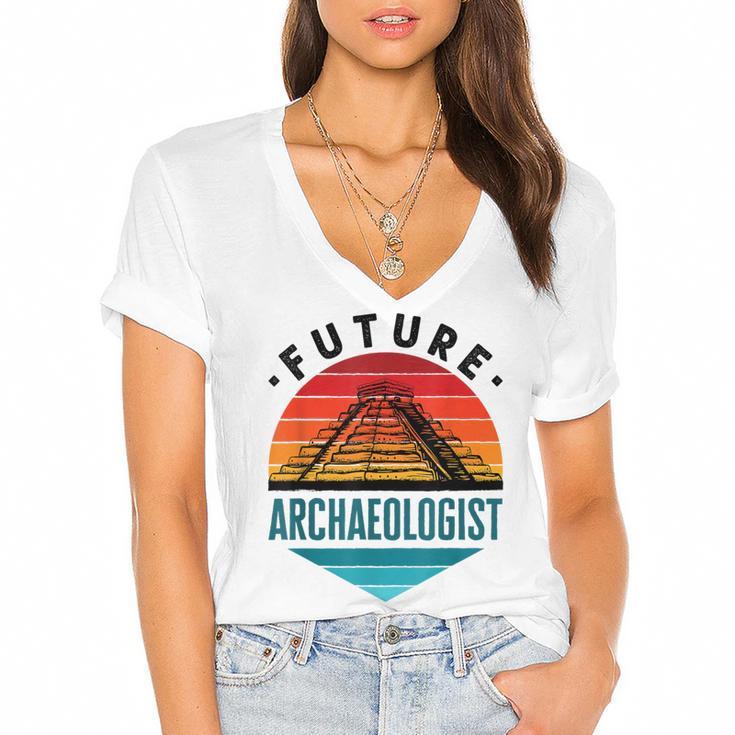 Future Archaeologist Pyramid Archaeology Student Graduation Women's Jersey Short Sleeve Deep V-Neck Tshirt				