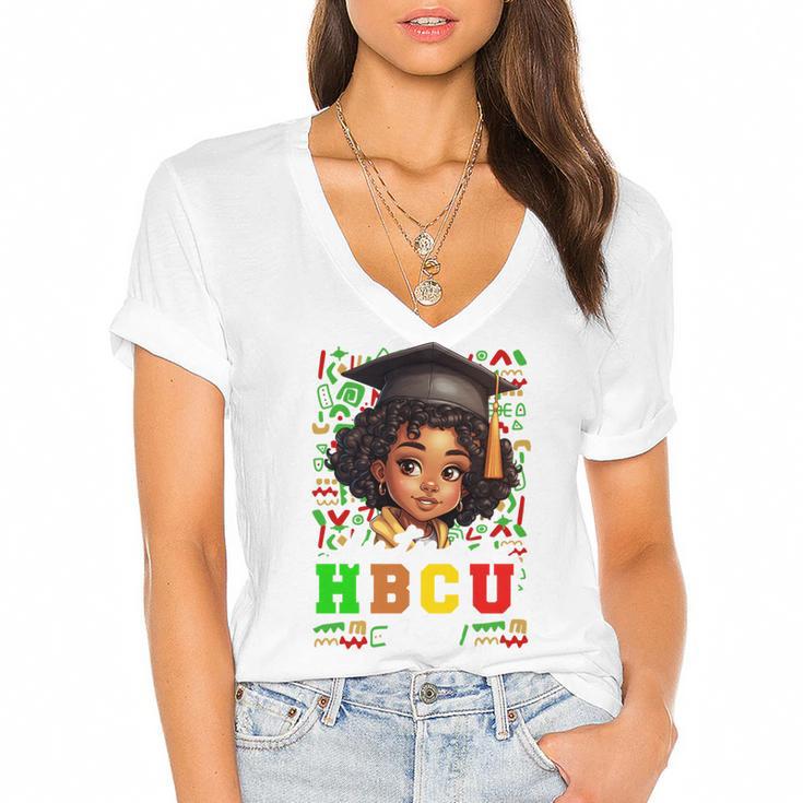 Future HBCU Grad Girl Kids Graduation HBCU College Women's Jersey Short Sleeve Deep V-Neck Tshirt				