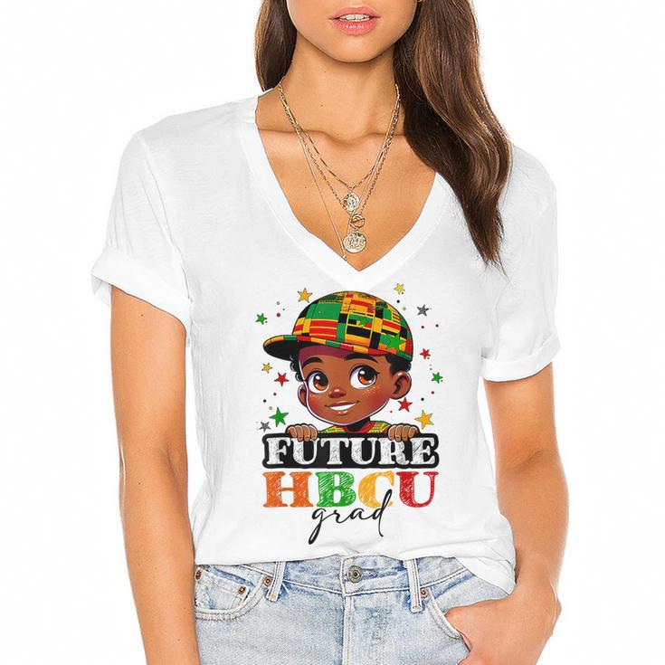 Future HBCU Grad History Boys Kids Graduation HBCU Women's Jersey Short Sleeve Deep V-Neck Tshirt				