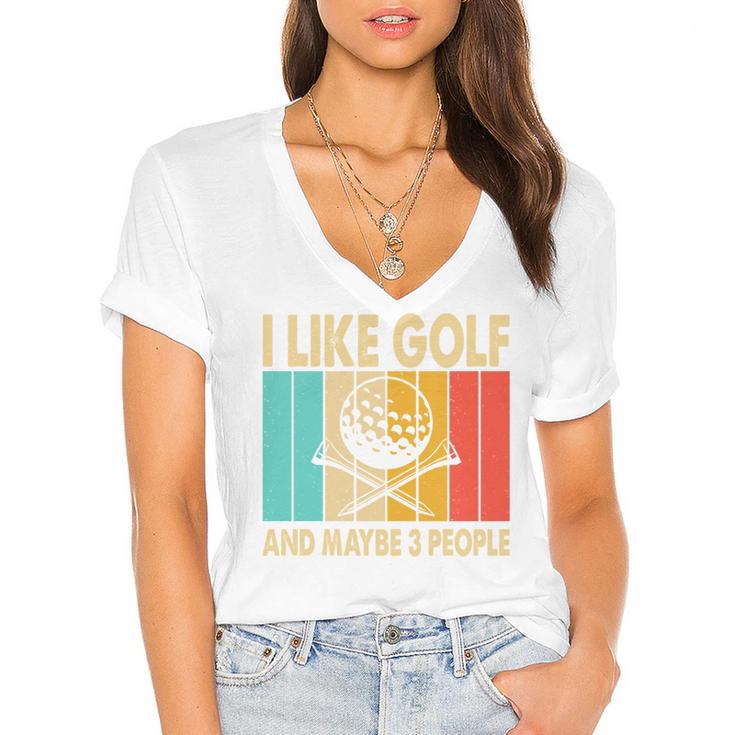 I Like Golf And Maybe 3 People Introvert Women's Jersey Short Sleeve Deep V-Neck Tshirt