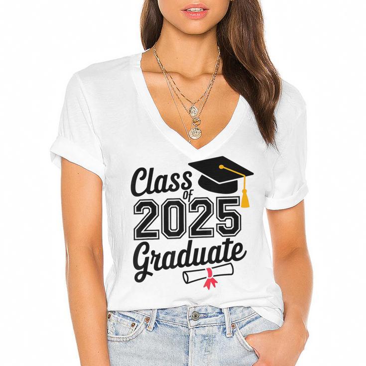 Graduation 2025 Senior 2025 Class Of 2025 Graduate Women's Jersey Short Sleeve Deep V-Neck Tshirt				