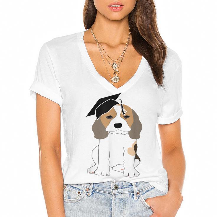 Graduation Beagle Dog 2017 Graduate Graduation Tee Women's Jersey Short Sleeve Deep V-Neck Tshirt				