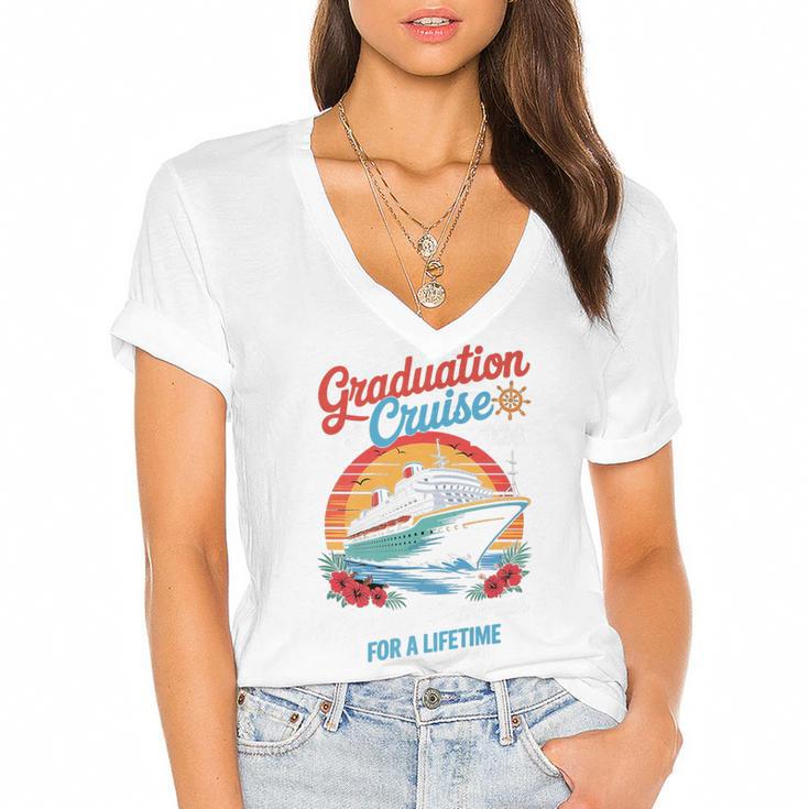 Graduation Cruise Trip Class Of 2026 Senior Summer Vacation Premium Women's Jersey Short Sleeve Deep V-Neck Tshirt				
