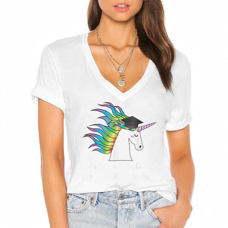 Graduation Unicorn Shirt She Believed Did School 2017 Women's Jersey Short Sleeve Deep V-Neck Tshirt				