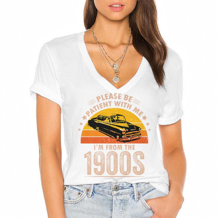 Humorous Saying Please Be Patient With Me I'm From The 1900s Premium Women's Jersey Short Sleeve Deep V-Neck Tshirt