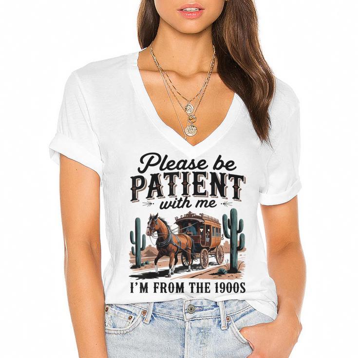 I'm From The 1900s Historical Humor Old Person Women's Jersey Short Sleeve Deep V-Neck Tshirt				