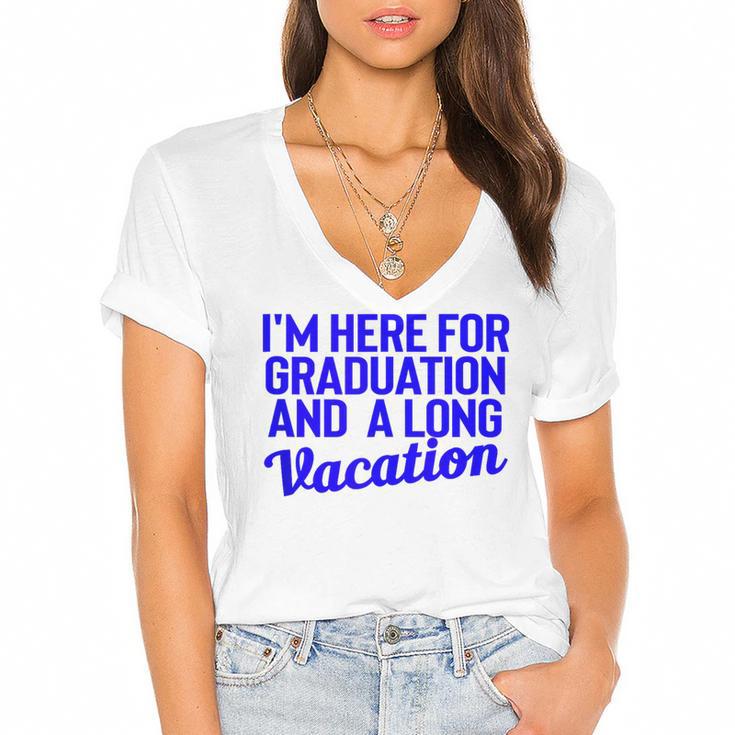 I'm Here For Graduation School Class Senior 2024 Women's Jersey Short Sleeve Deep V-Neck Tshirt