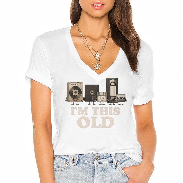 I’m This Old Retro Tech Nostalgia For 70s 80s Premium Tri-Blend Women's Jersey Short Sleeve Deep V-Neck Tshirt