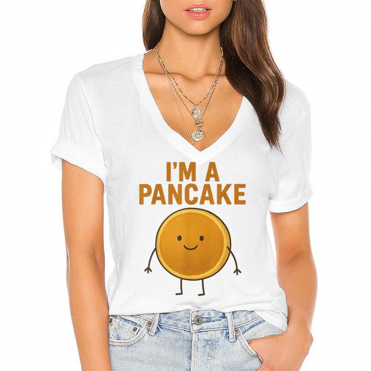 I’m a Pancake Meme For Nostalgia And Sci-Fi Fan Women's Jersey Short Sleeve Deep V-Neck Tshirt