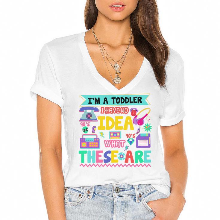 I'm A Toddler I Have No Ideas Retro Vintage 90s Nostalgia Premium Tri-Blend Women's Jersey Short Sleeve Deep V-Neck Tshirt				