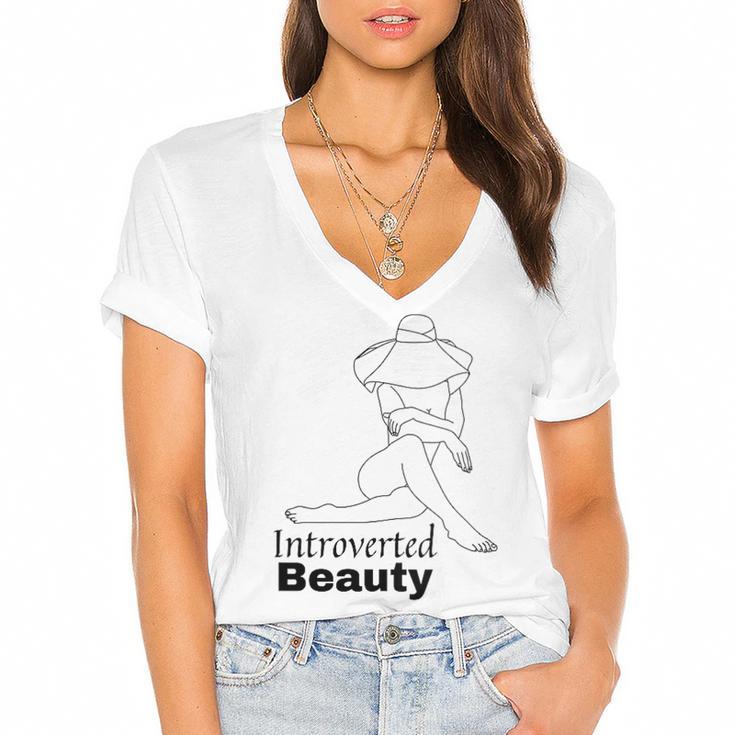 Introvert Health Aware Acceptance Beauty Art Women's Jersey Short Sleeve Deep V-Neck Tshirt				