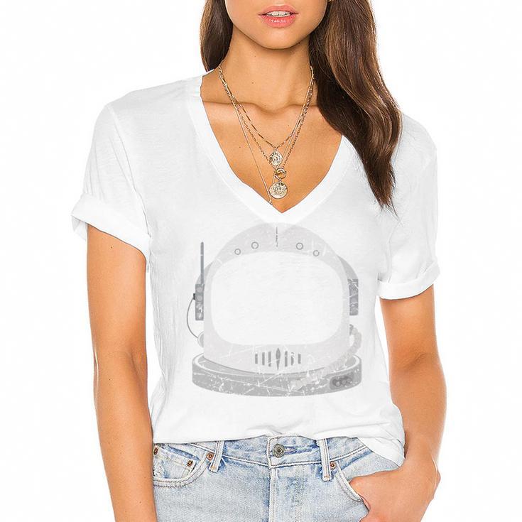 Introvert Space Helmet I Need Space Men Women Women's Jersey Short Sleeve Deep V-Neck Tshirt				