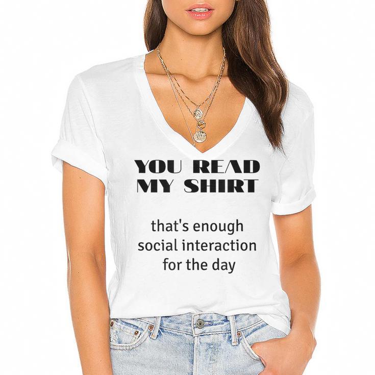 Introvert “You Read My Shirt” Tee T-Shirt Women's Jersey Short Sleeve Deep V-Neck Tshirt